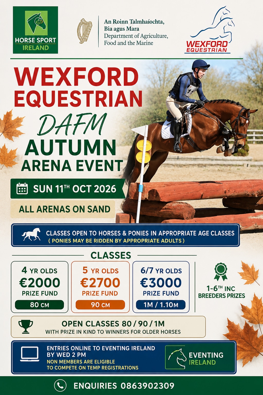 DAFM ARENA EVENT HORSES AND PONIES SUN 11TH OCT €7,500