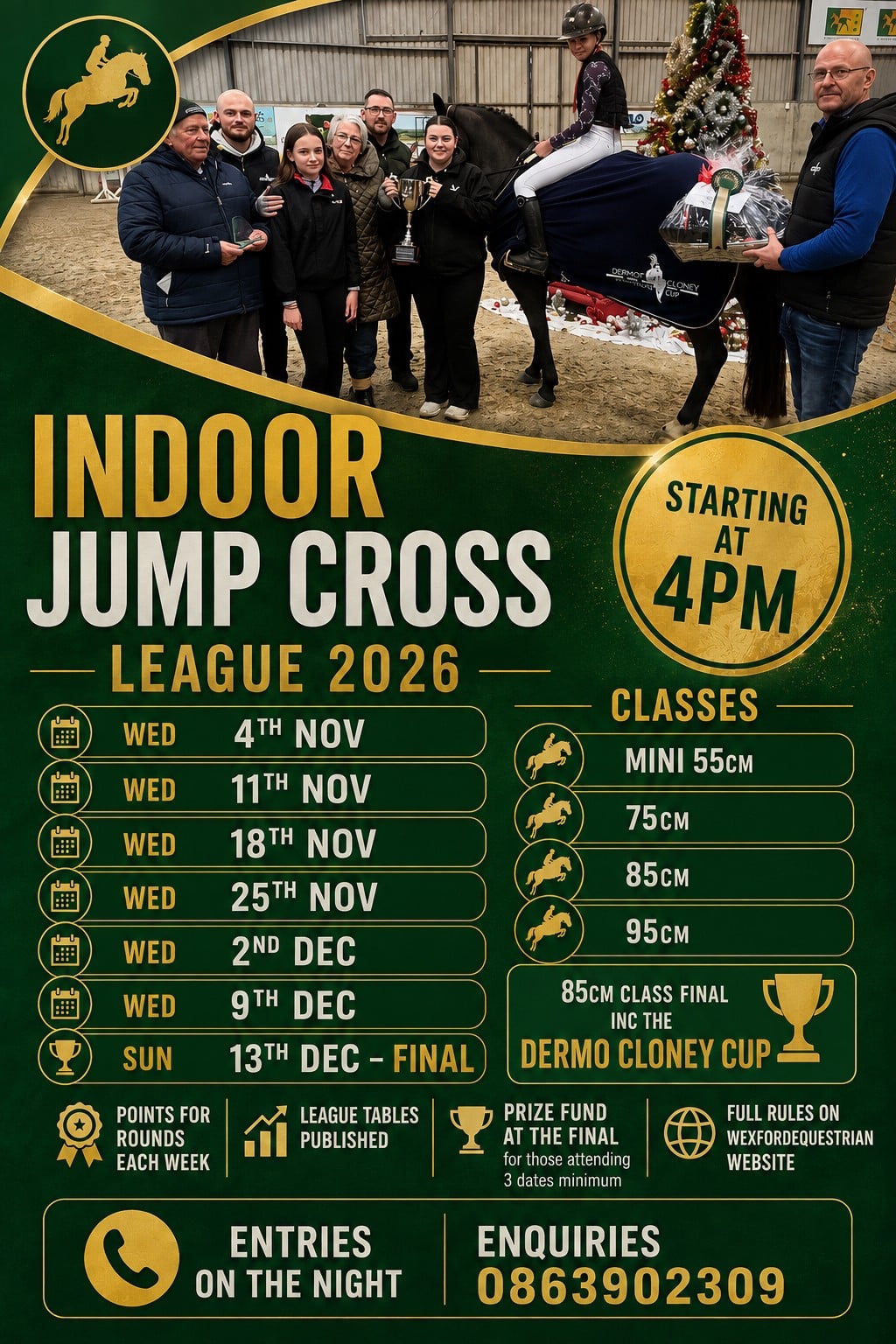 INDOOR JUMP CROSS – WEEK 1 WED 4TH NOV – HORSES AND PONIES